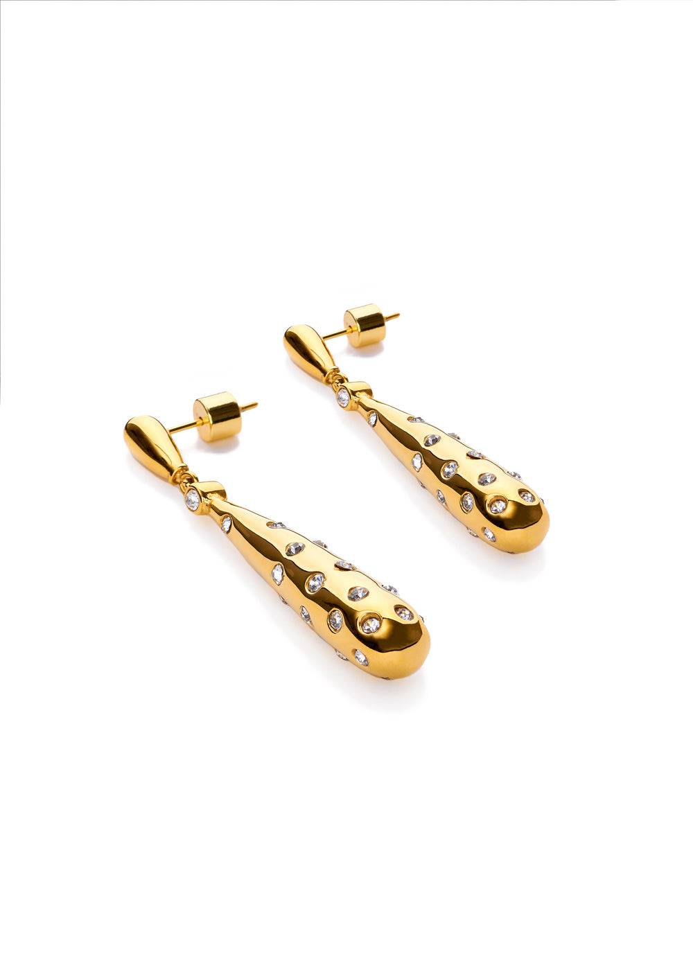 Nalí GOLD LONG EARRINGS W/ CRYSTALS STAIN. STEEL I Più Venduti