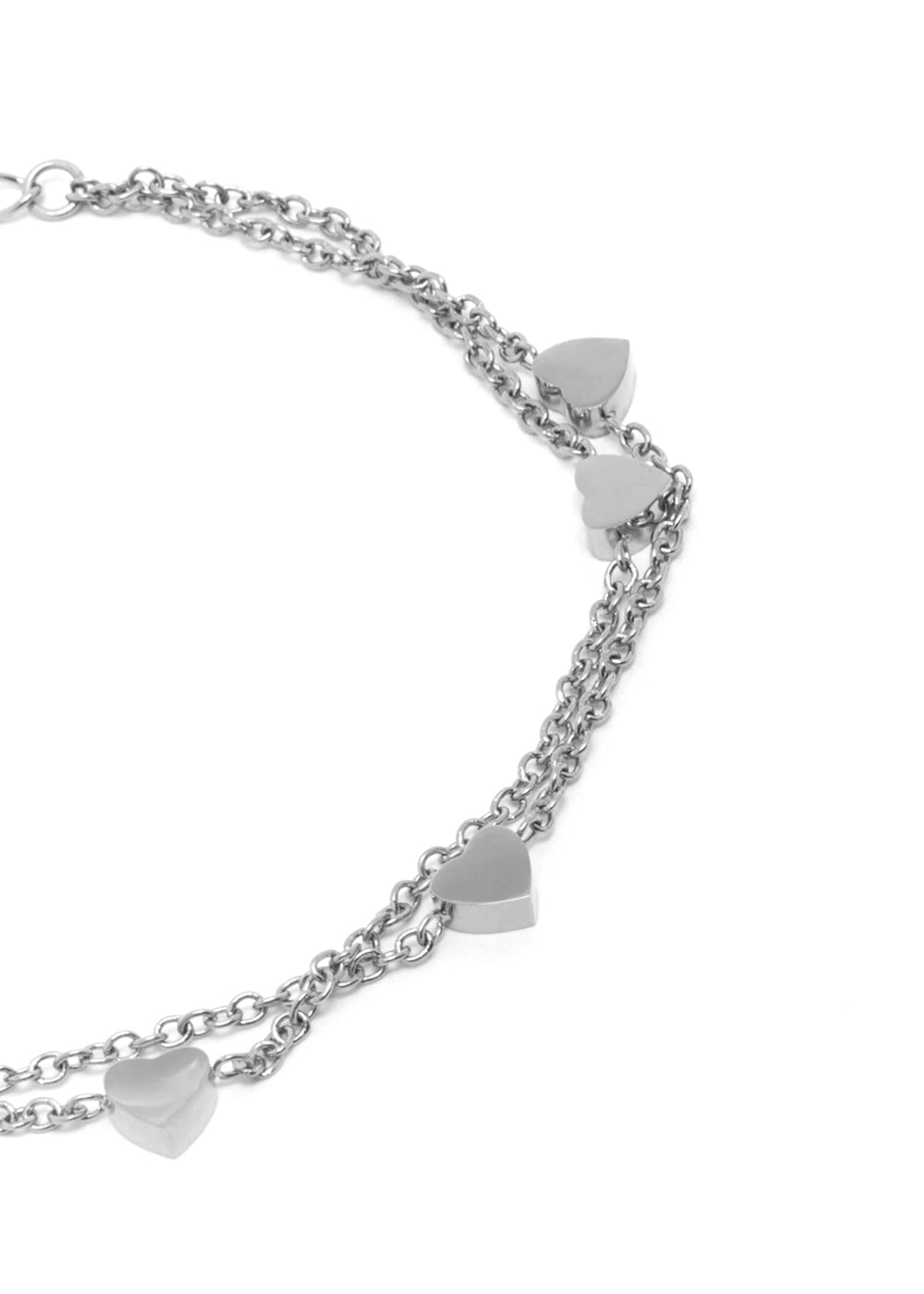 Nalí LEO BRACELET DOUBLE CHAIN HEARTS SILVER COLOR Qualità