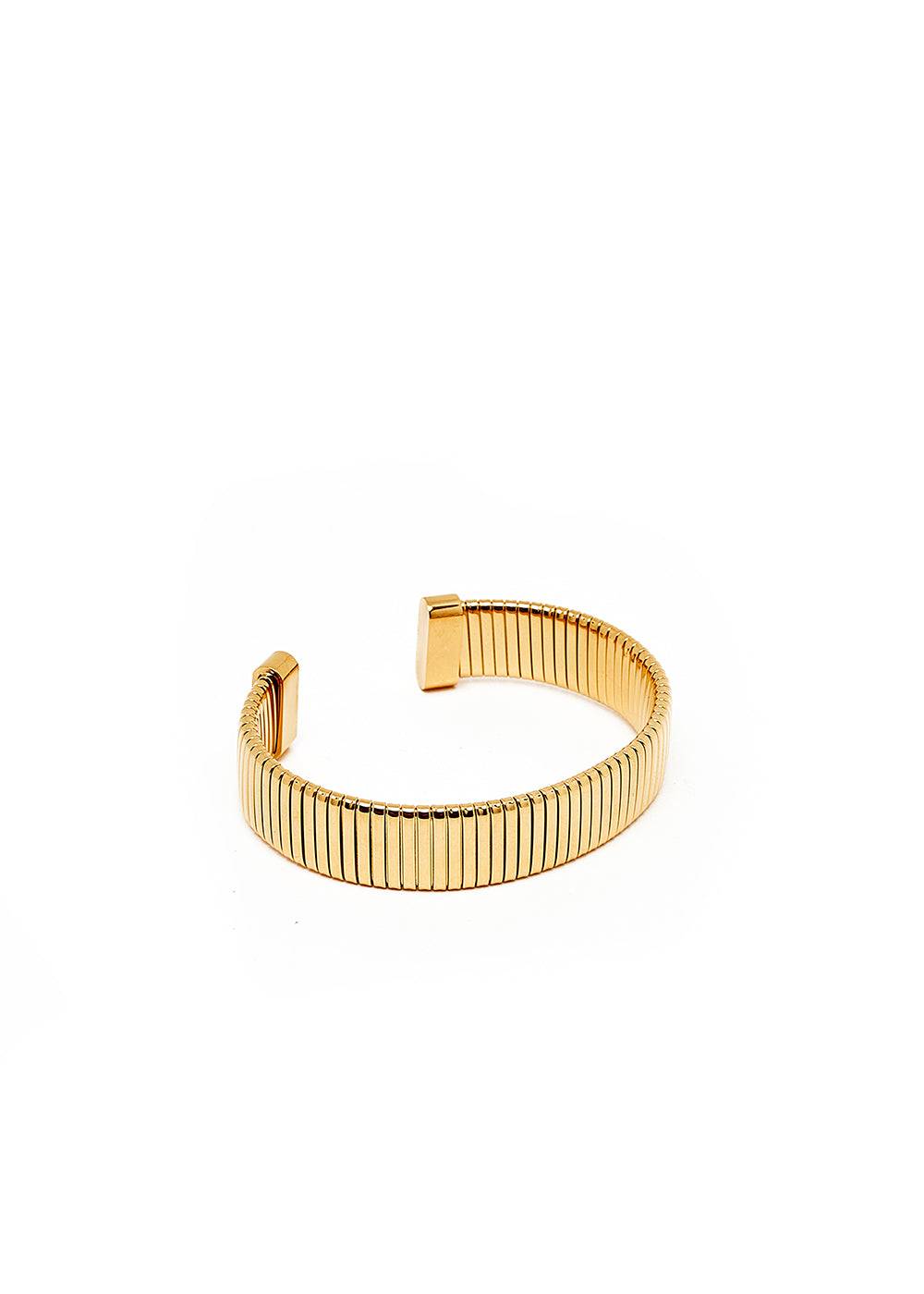 Nalí GOLD KNURLED OPEN BANGLE Spedizione Gratuita