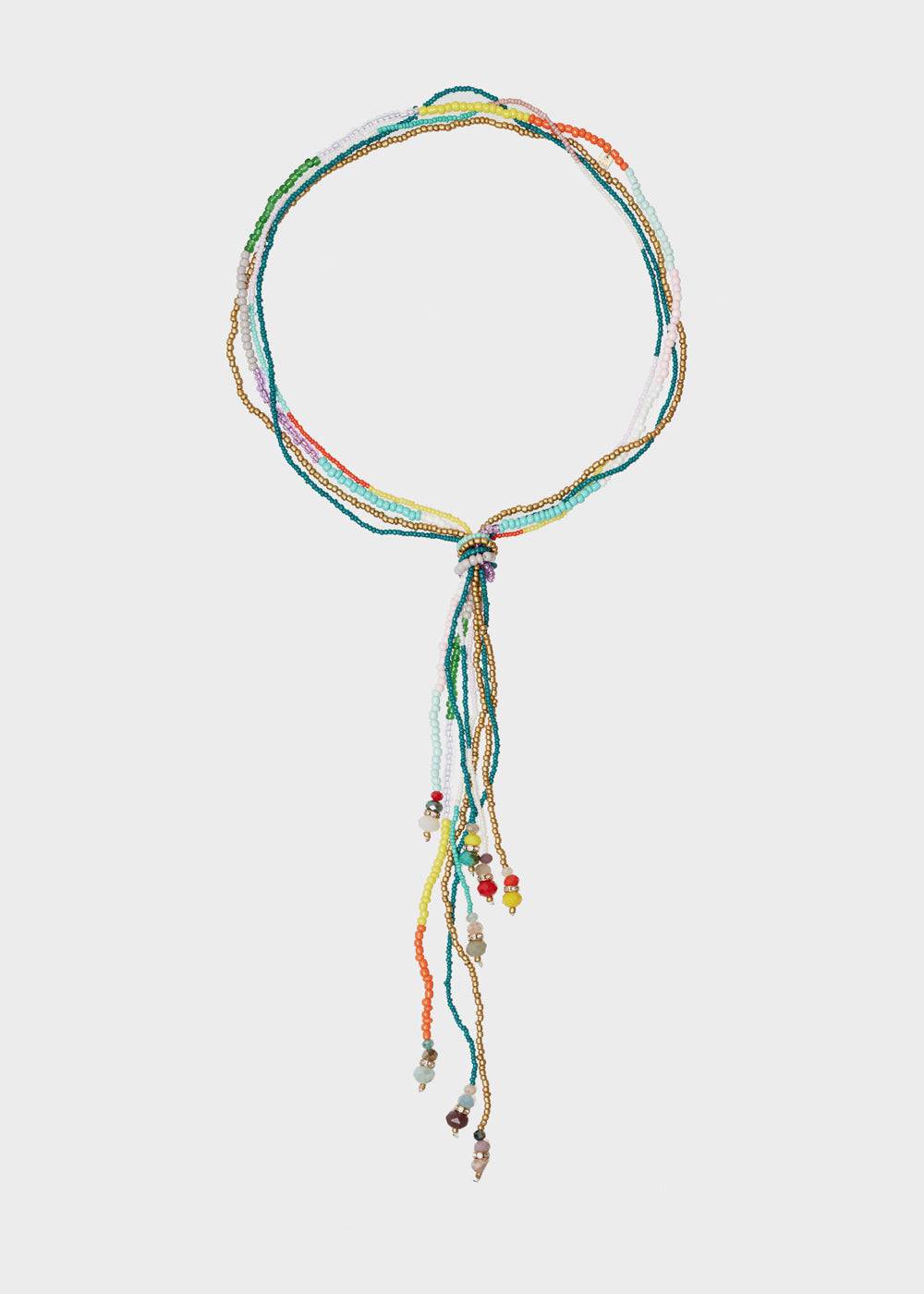 Nalí LONG NECKLACE W/ KNOT AND MULTICOLOR BEADS Prezzo Ridotto