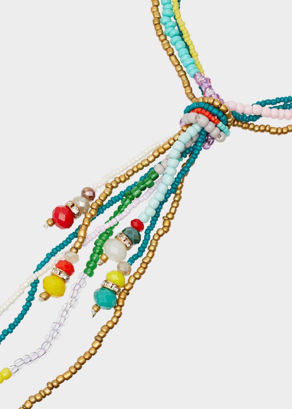 Nalí LONG NECKLACE W/ KNOT AND MULTICOLOR BEADS Prezzo Ridotto