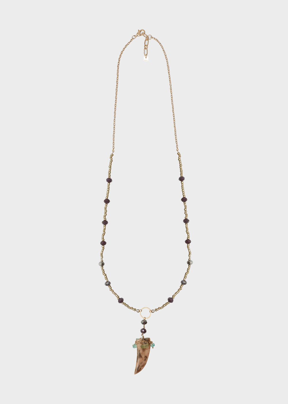 Nalí GOLD LONG NECKLACE W/ BEADS AND HORN PENDANT Sottocosto