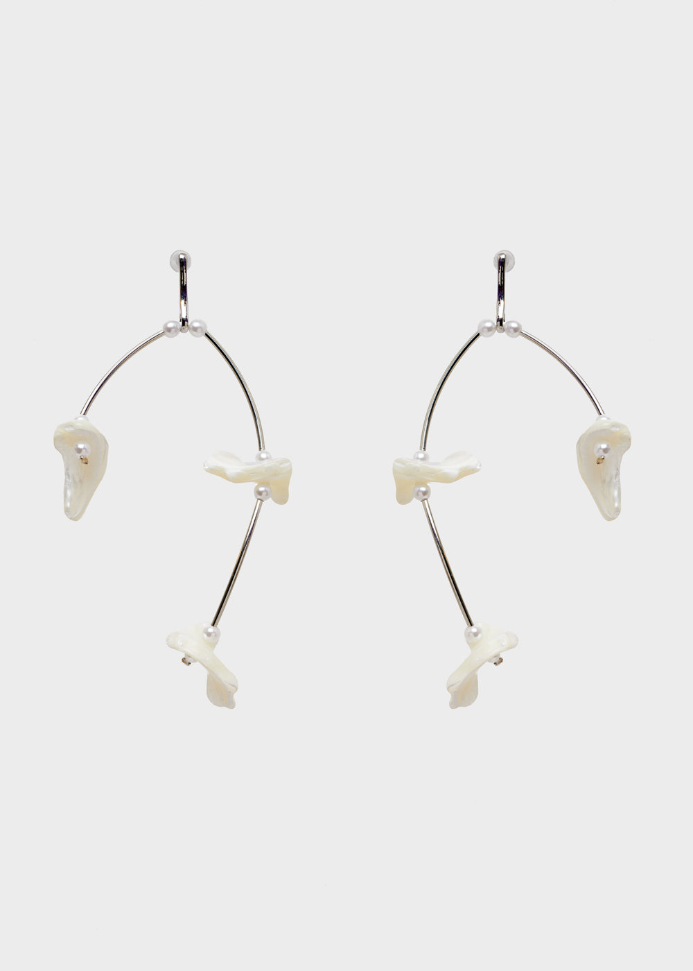 Nalí LARGE SILVER EARRINGS W/ WHITE SHELLS Outlet