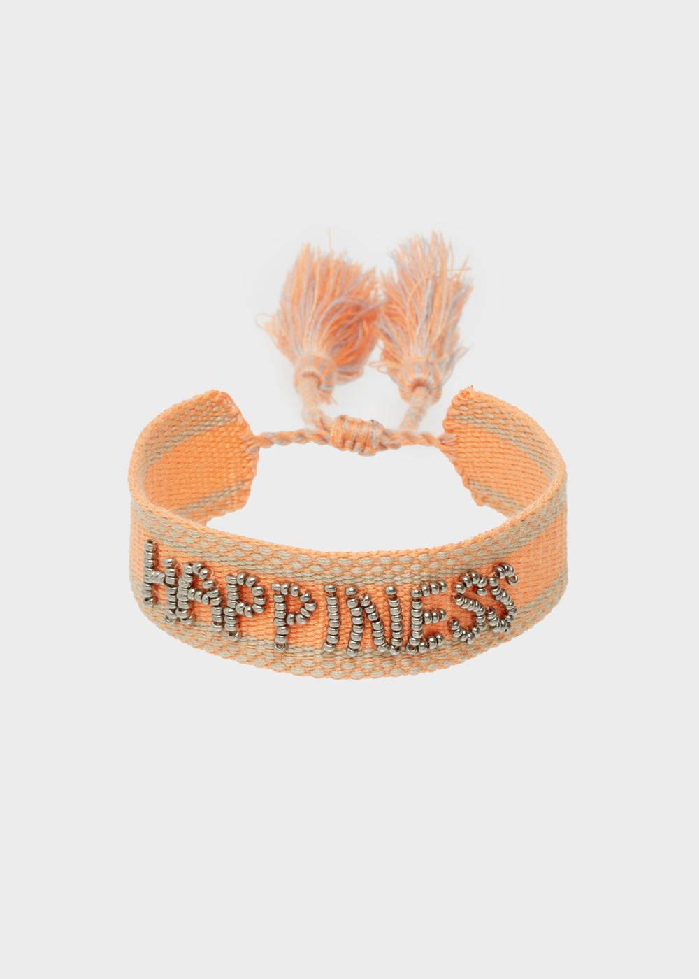 Nalí GIOIA FABRIC BRACELET WITH BEADS ORANGE In Vendita
