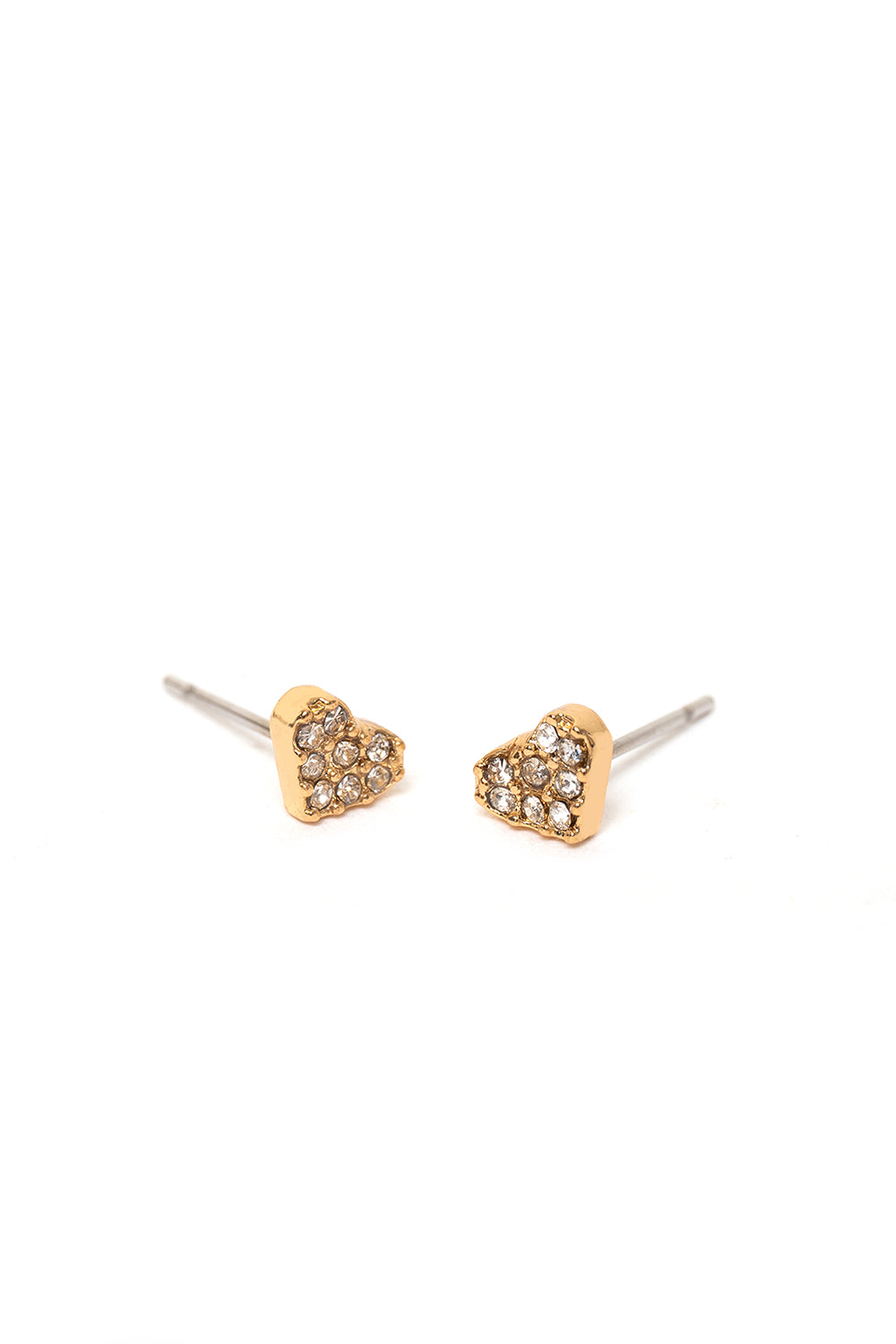 Nalí GOLD HEART CRYSTAL LOBO EARRINGS Nuovo