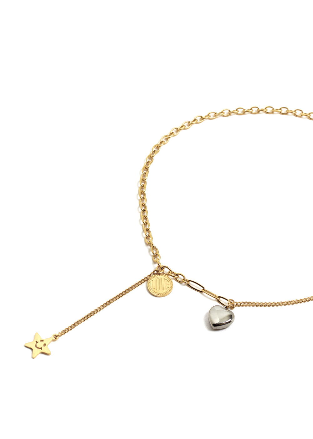 Nalí NECKLACE W/ SILVER HEART & STAR 14K GOLD PLATED Saldi