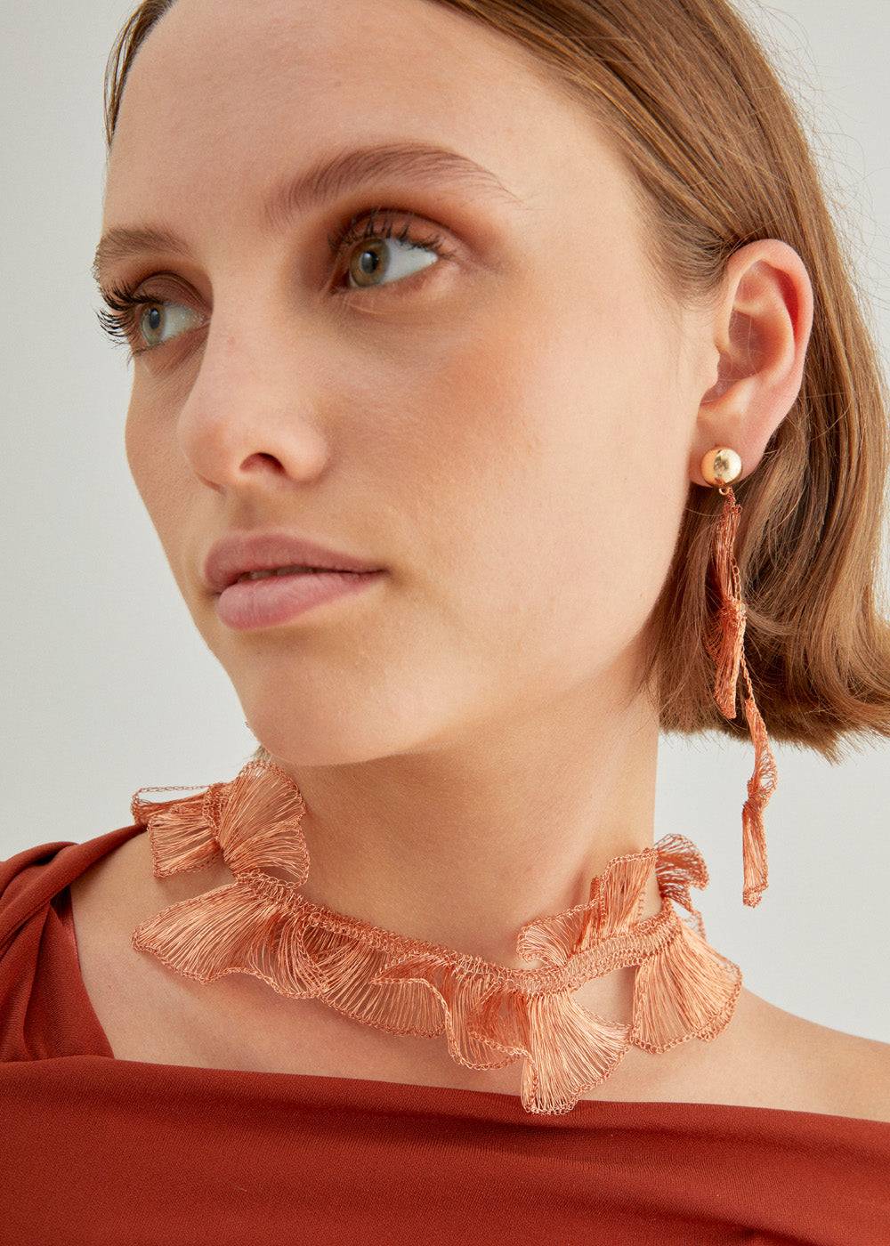 Nalí LEAF NECKLACE IN COPPER WIRE + COLORS Offerta Giorno del Papà