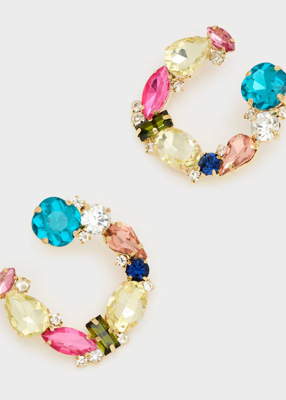 Nalí OVERSIZED LOBE EARRINGS W/ MULTI STONES Offerte esclusive