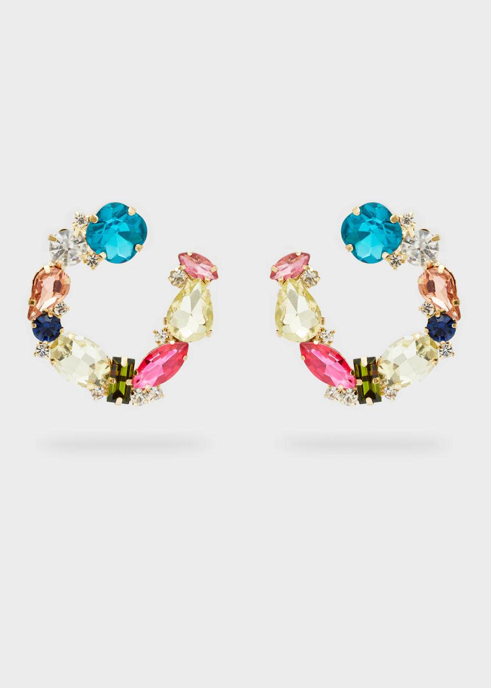 Nalí OVERSIZED LOBE EARRINGS W/ MULTI STONES Offerte esclusive