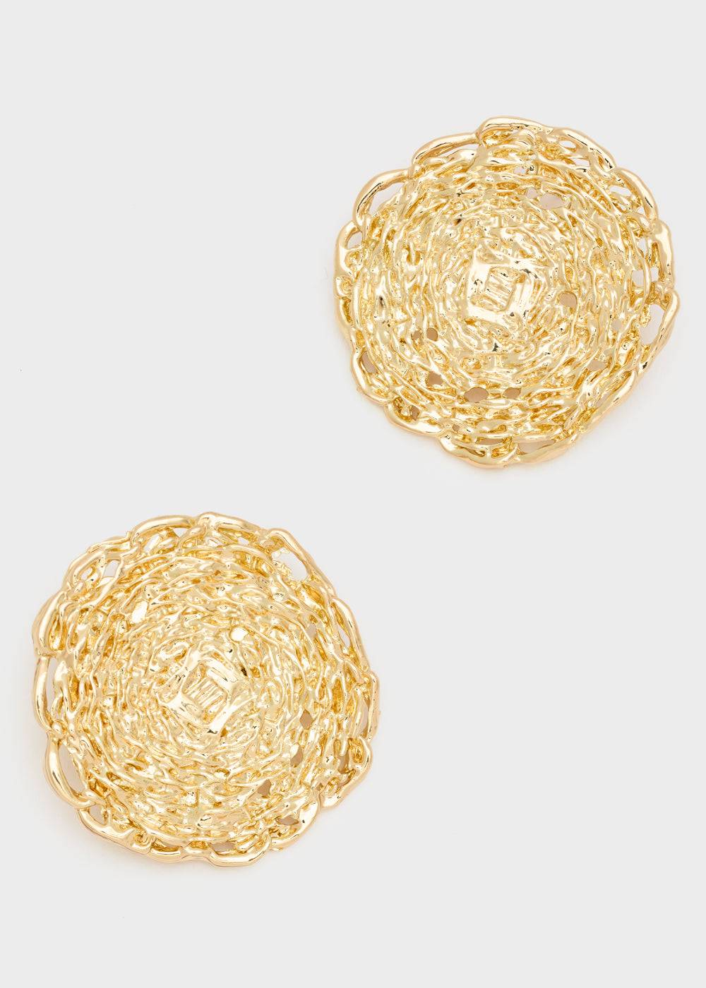Nalí OVERSIZE LOBE ROUND EARRINGS IN GOLD Lightning offer