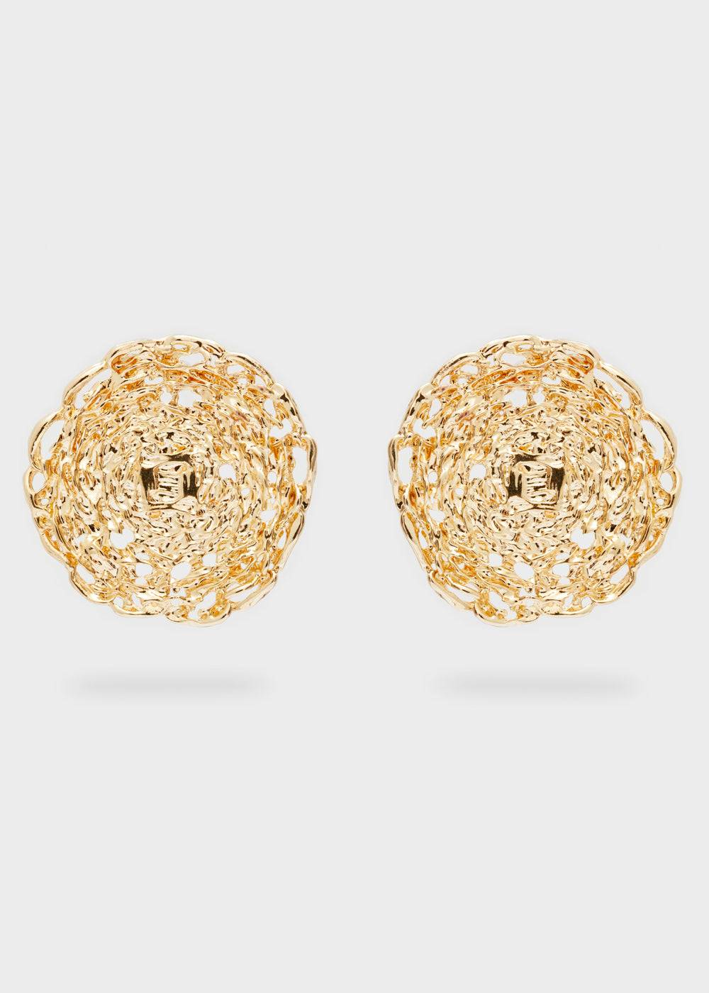 Nalí OVERSIZE LOBE ROUND EARRINGS IN GOLD Lightning offer