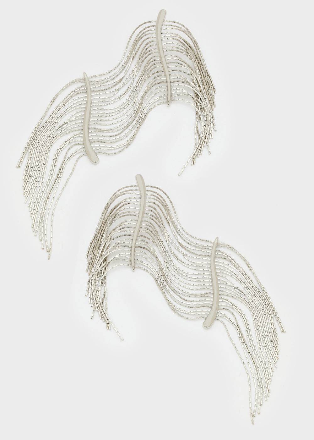 Nalí LONG SILVER EARRINGS W/ FRINGES Grandi sconti