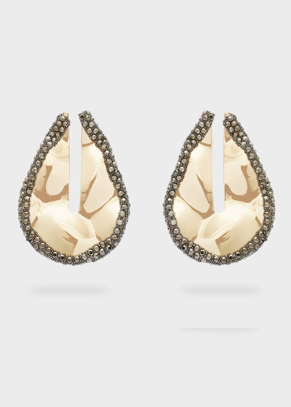 Nalí OVERSIZE EARRINGS IN GOLD + BLACK STONES Bestseller