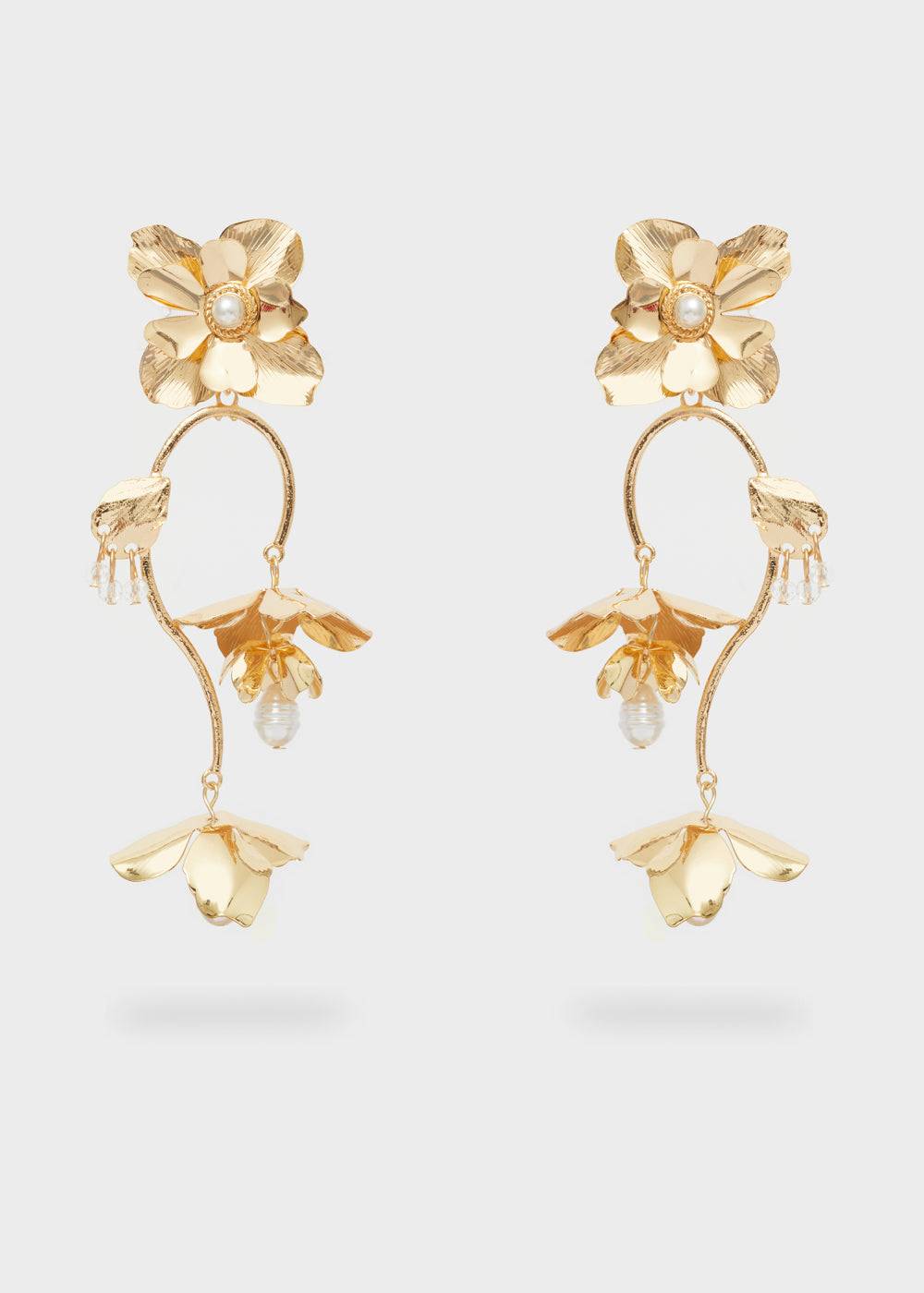Nalí LONG EARRINGS W/ STEAM + FLOWERS Offerte stagionali