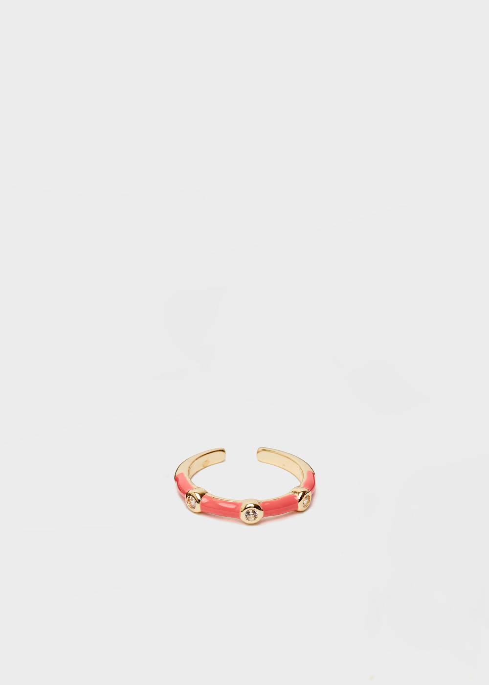 Nalí DEVON ENAMEL RING CORAL WITH ZIRCONS Offerte giornaliere