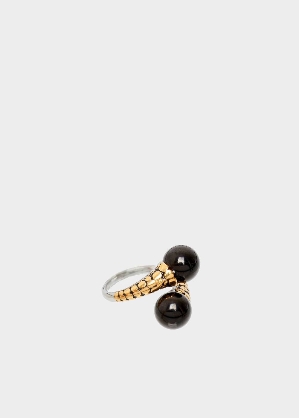 Nalí STAIN. STEEL RING WITH SILVER PEARLS Ritorno libero