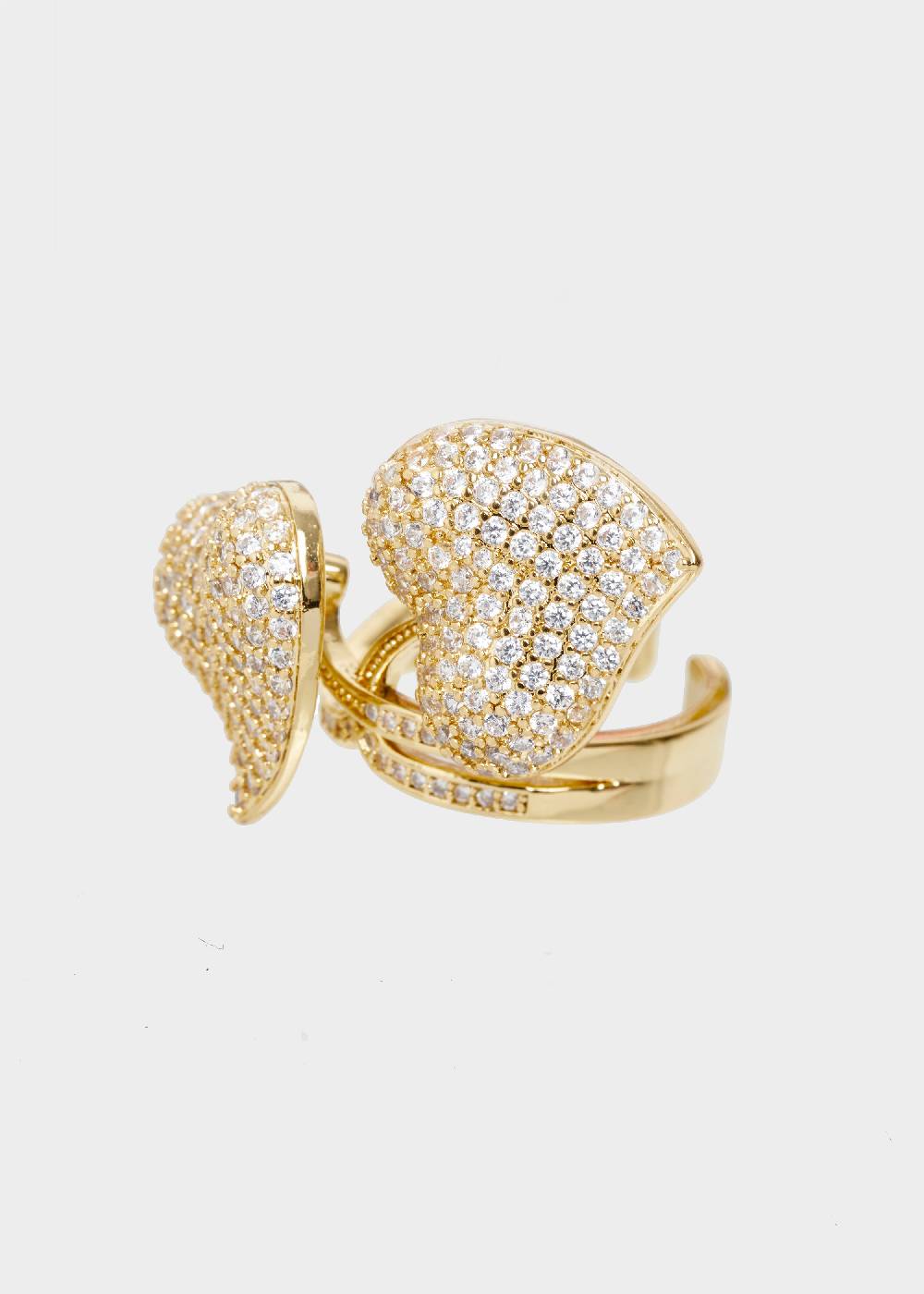 Nalí 14K GOLD PLATED HEART RING W/ ZIRCONS Rilascio limitato