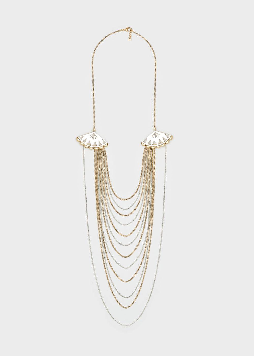Nalí FAN MULTIWIRE NECKLACE SILVER+GOLD Offerta speciale della fabbrica
