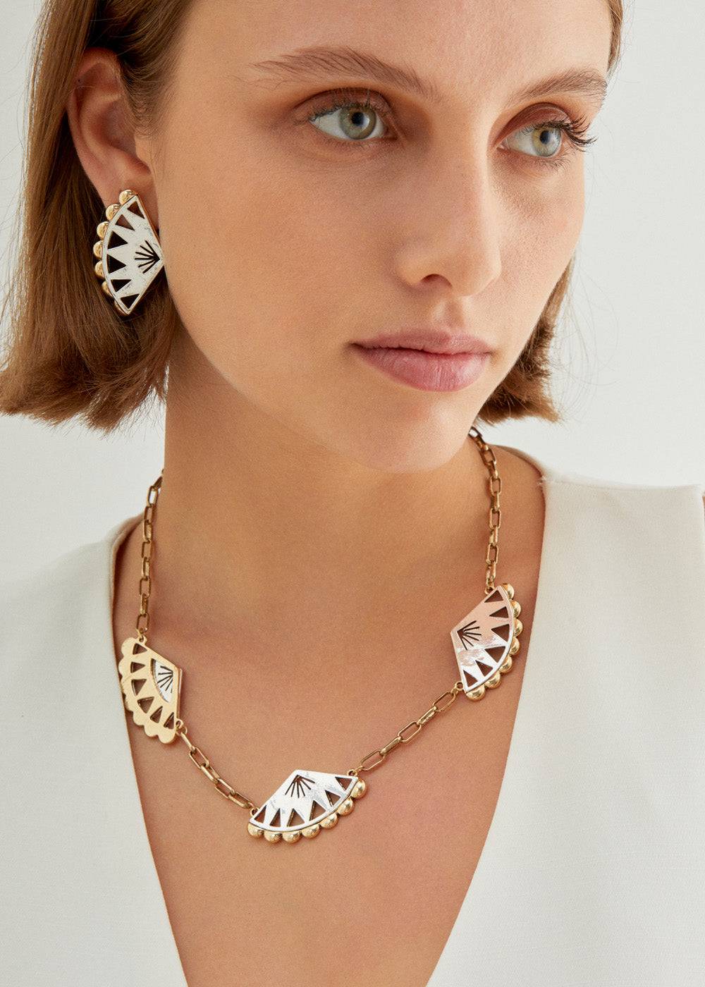 Nalí FAN CHAIN NECKLACE SILVER+GOLD Fino al 55% di sconto