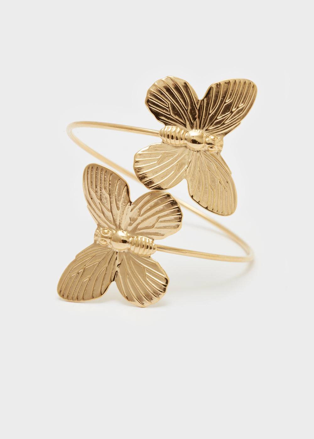 Nalí BRACELET W/ BUTTERFLIES S.STEEL GOLD Solo un giorno rimasto