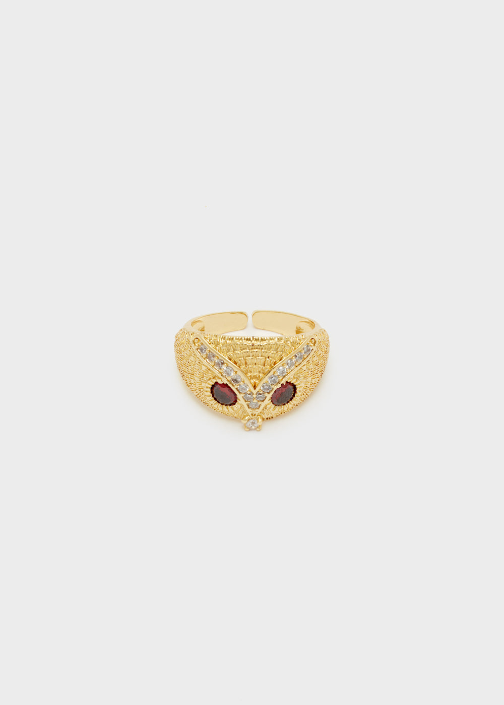 Nalí OWL RING IN GOLD W/ RED STONES Super sconto