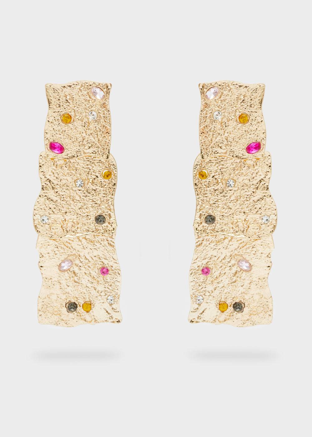 Nalí LONG GOLD EARRINGS W/ MULTICOLOR STONES Sconti questo mese
