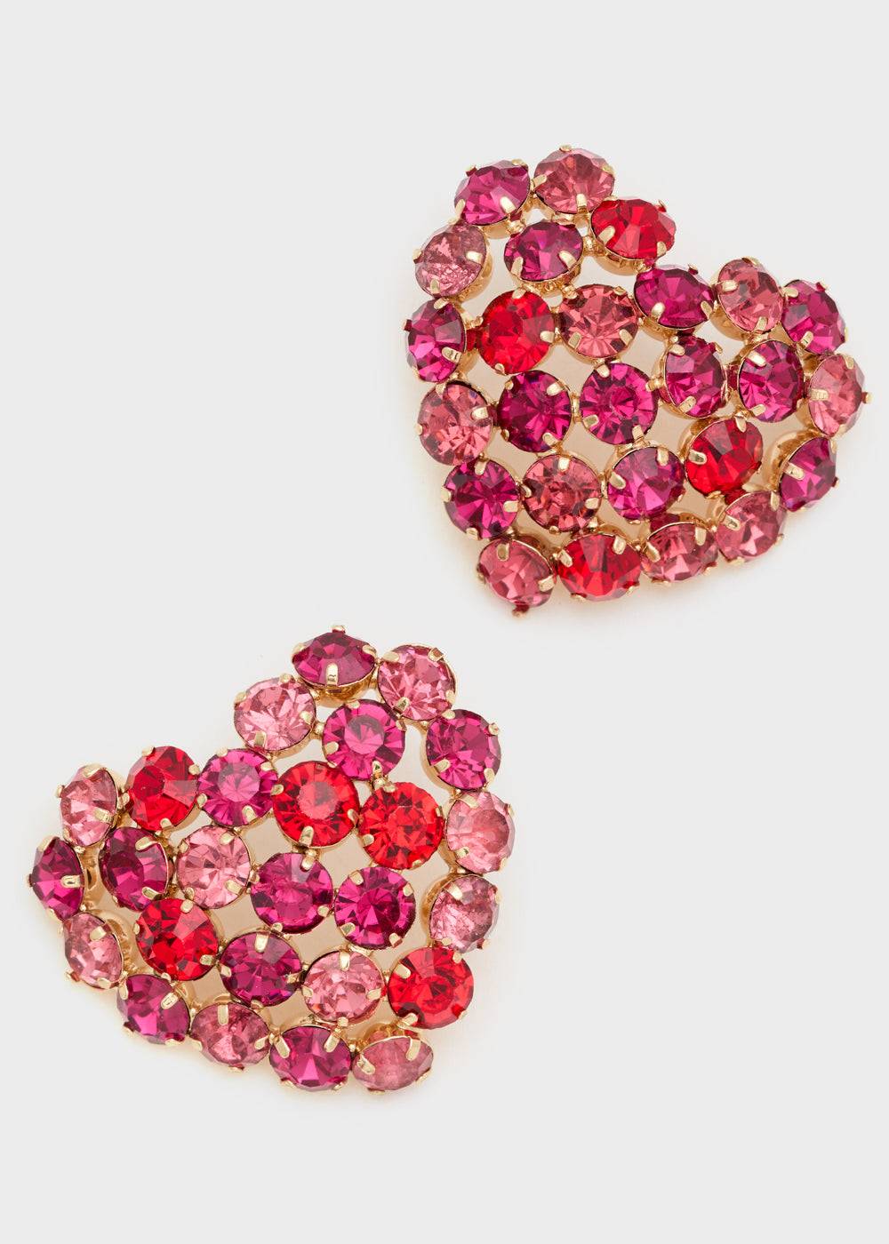 Nalí BIG HEART EARRINGS W/ PINK+RED STONES 2025