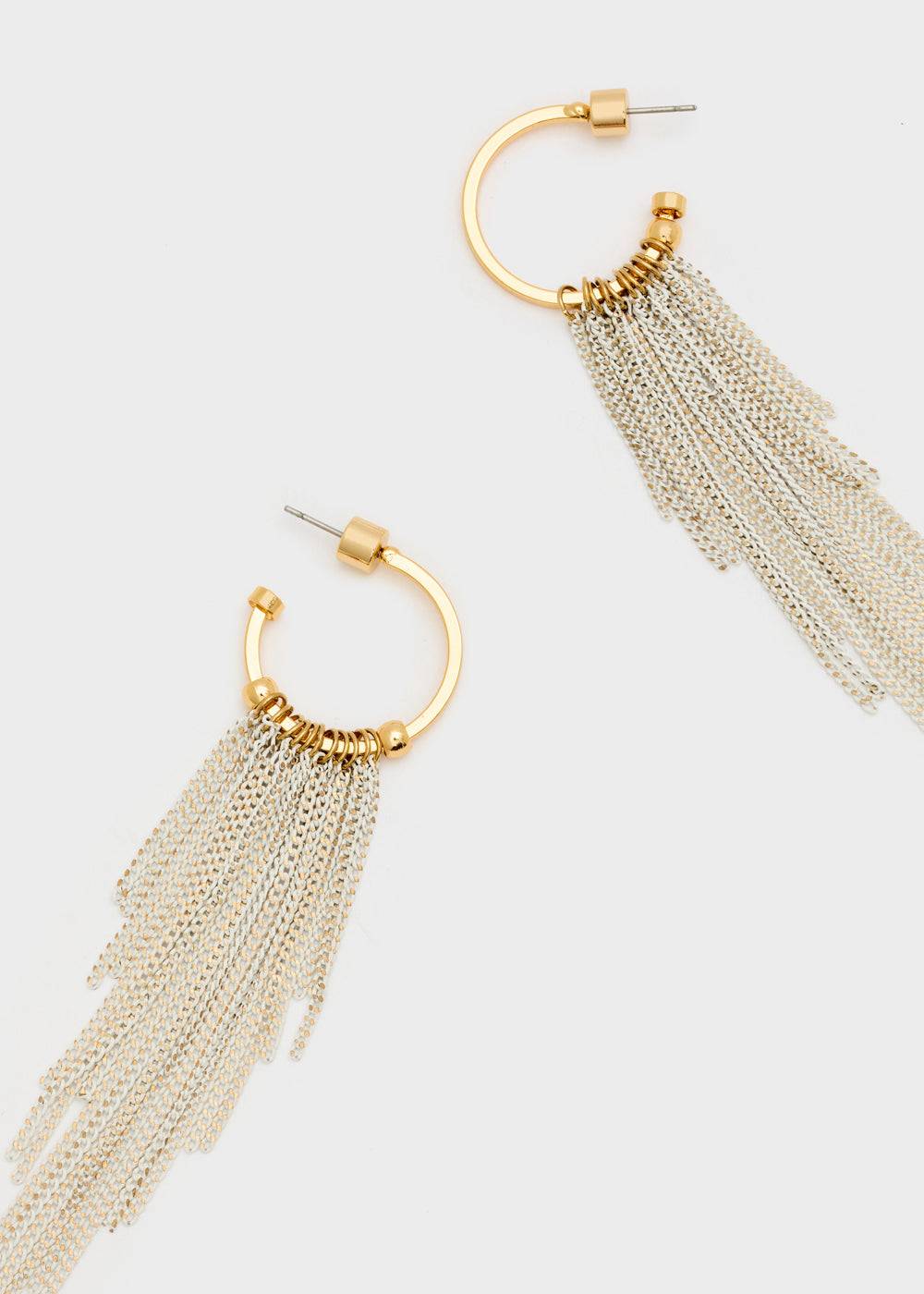 Nalí HOOP GOLD EARRINGS WITH LONG FRINGES Pezzi Unici