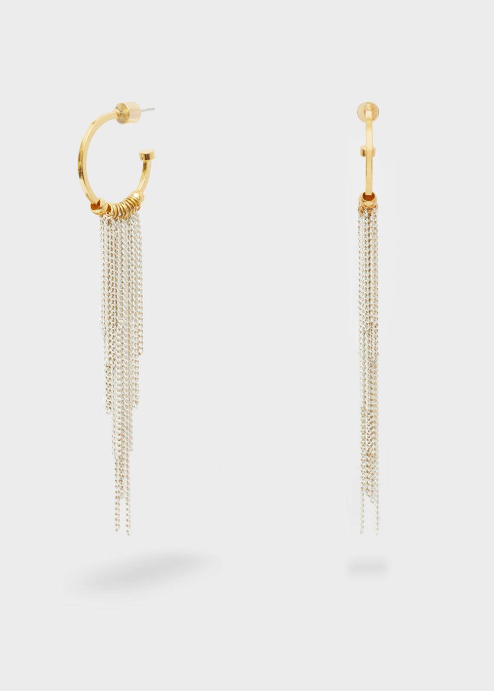 Nalí HOOP GOLD EARRINGS WITH LONG FRINGES Pezzi Unici