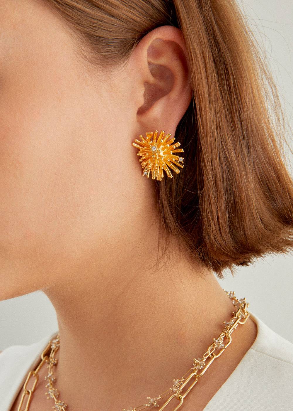 Nalí GINA LOBE EARRINGS IN GOLD WITH STONES Acquista Ora