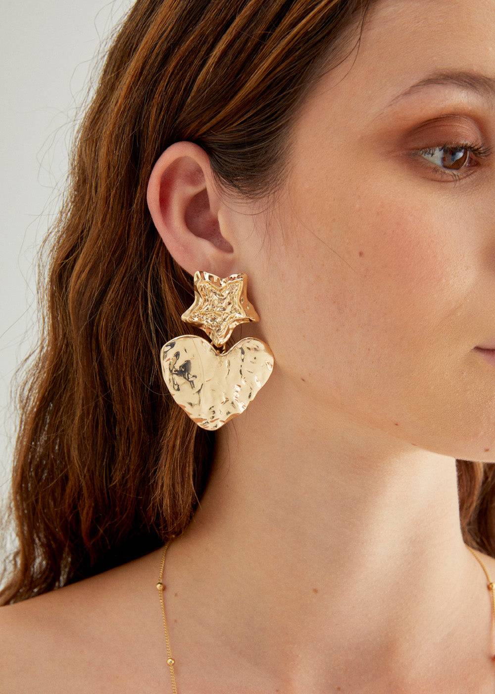 Nalí PENDANT EARRINGS W/ STAR AND HEART Consegna Veloce