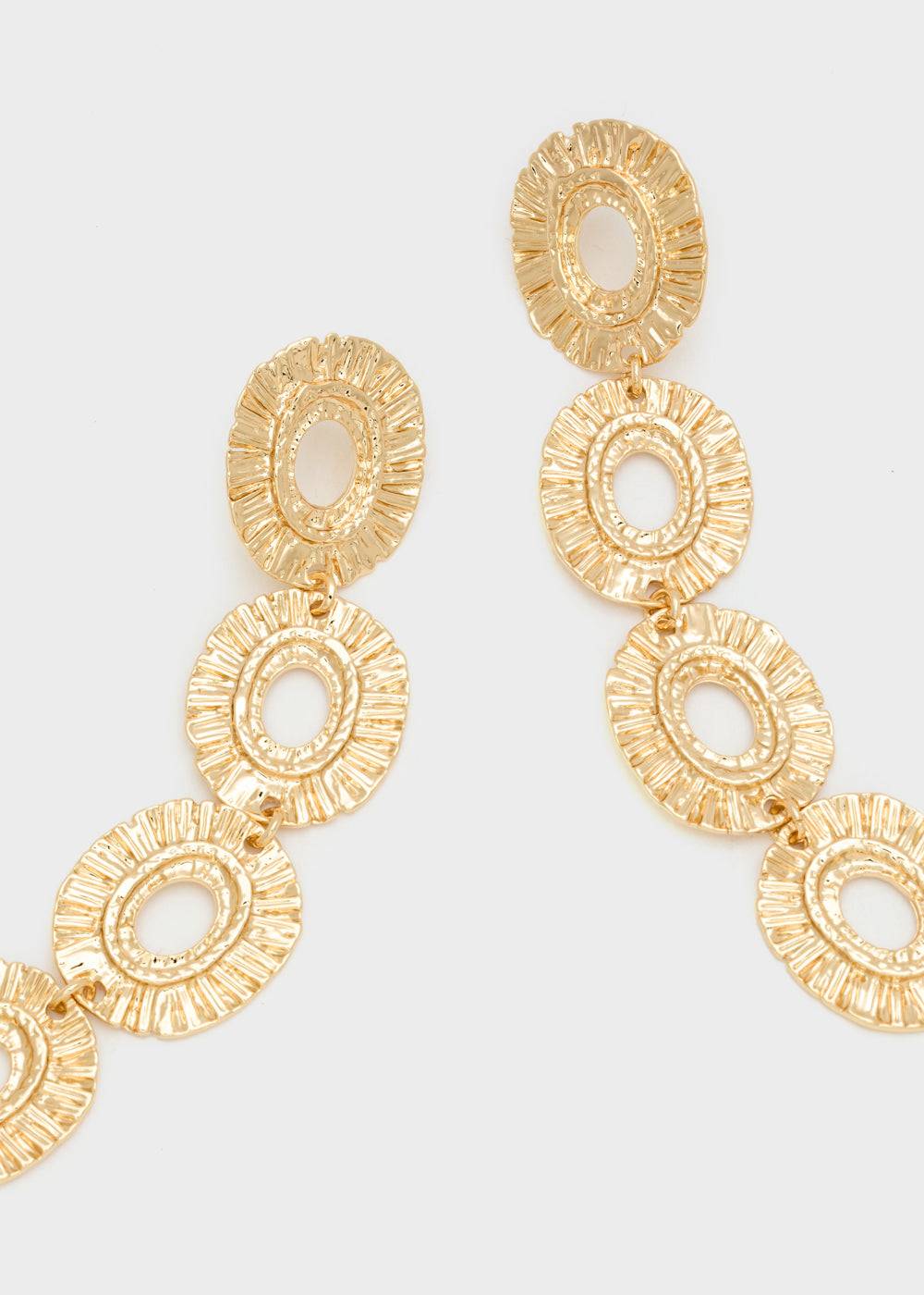 Nalí LONG GOLD EARRINGS W/ ROUND ELEMENTS Fino Al -60%