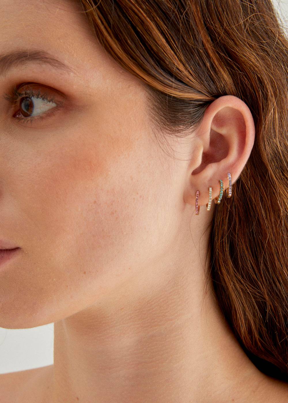 Nalí SMALL HOOPS SET W/ MULTICOLOR STONES Prezzo Ridotto