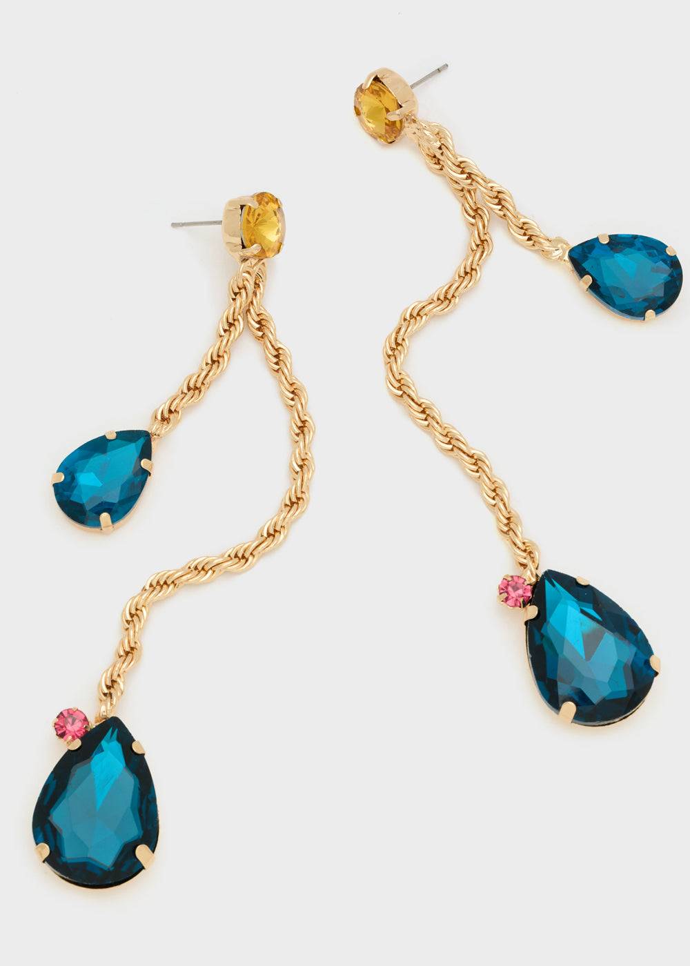 Nalí EARRINGS W/ GOLD PENDANT AND BLUE STONE Convenienza