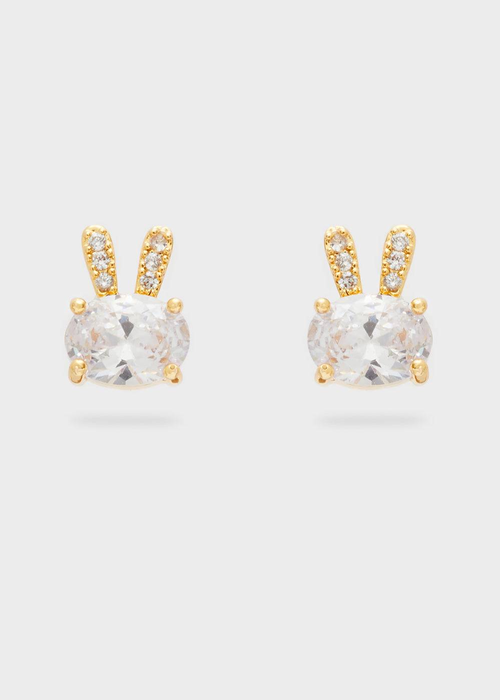 Nalí BUNNY EARRINGS W/ CLEAR ZIRCONS Presa