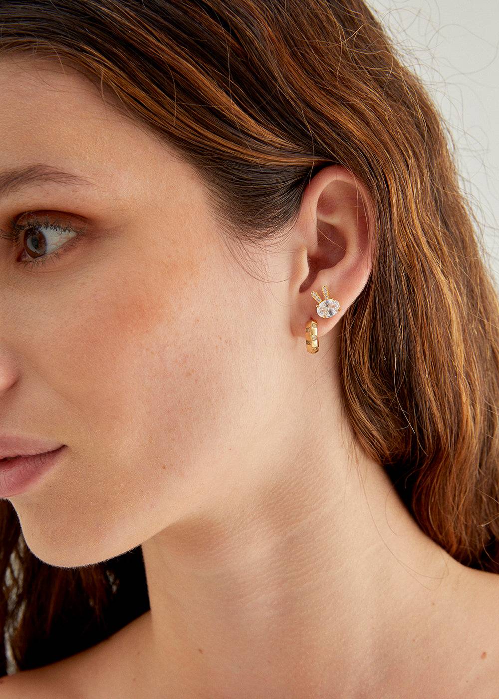 Nalí BUNNY EARRINGS W/ CLEAR ZIRCONS Presa
