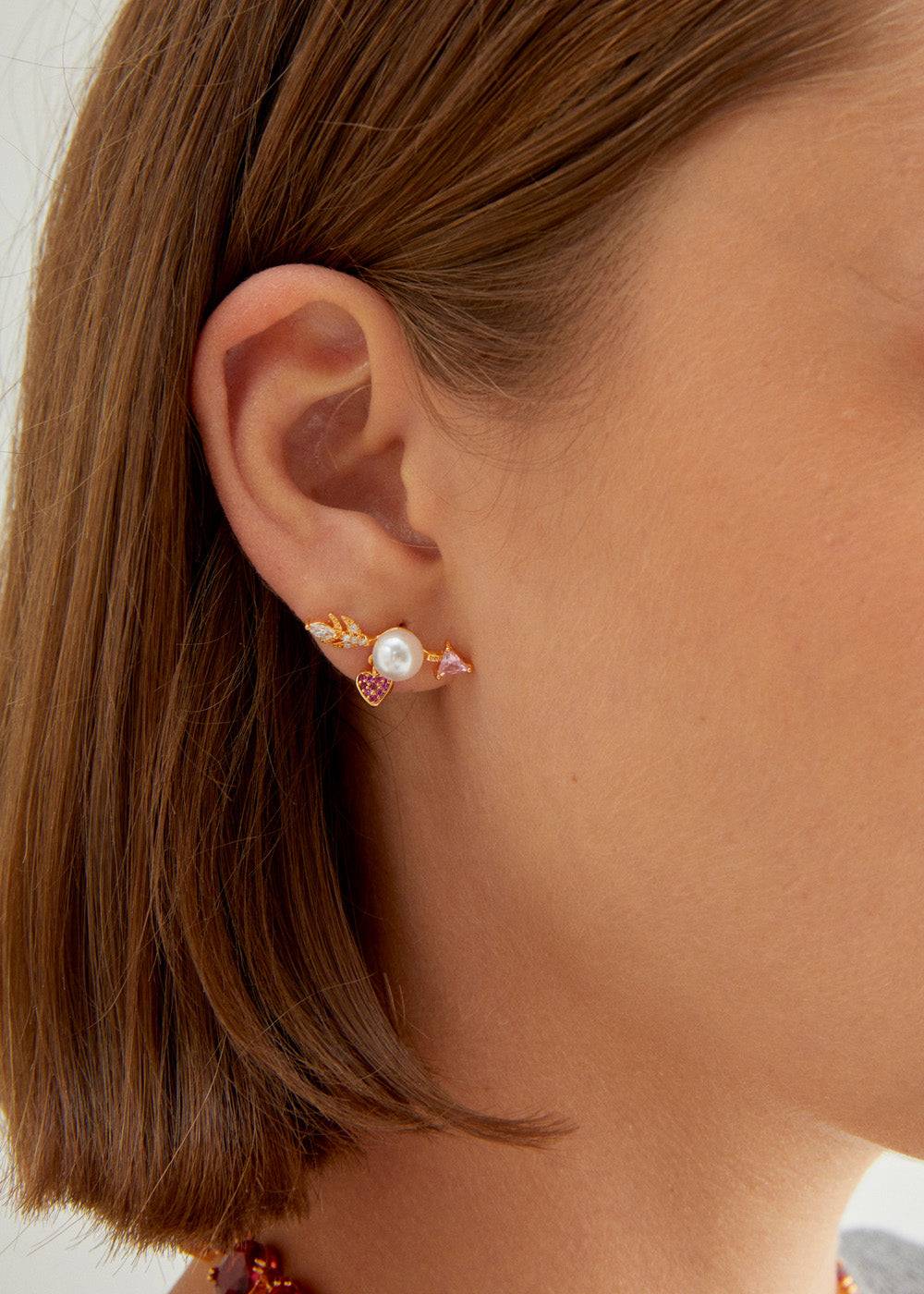 Nalí ARROW EARRINGS W/ ZIRCONS AND PEARL Sconto