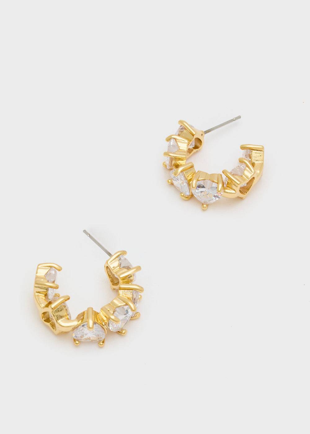 Nalí HOOP GOLD EARRINGS W/ HEART STONES Offerta