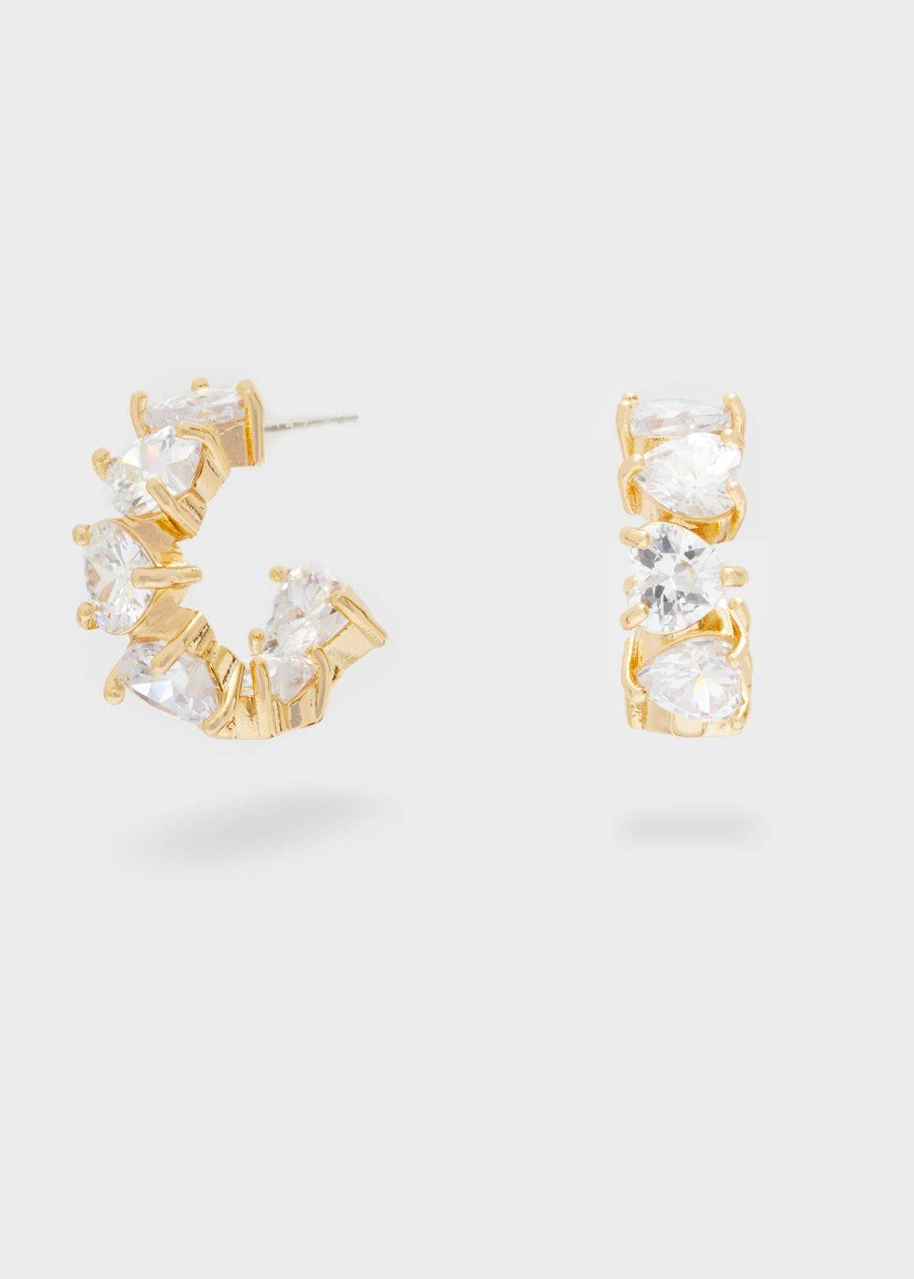 Nalí HOOP GOLD EARRINGS W/ HEART STONES Offerta