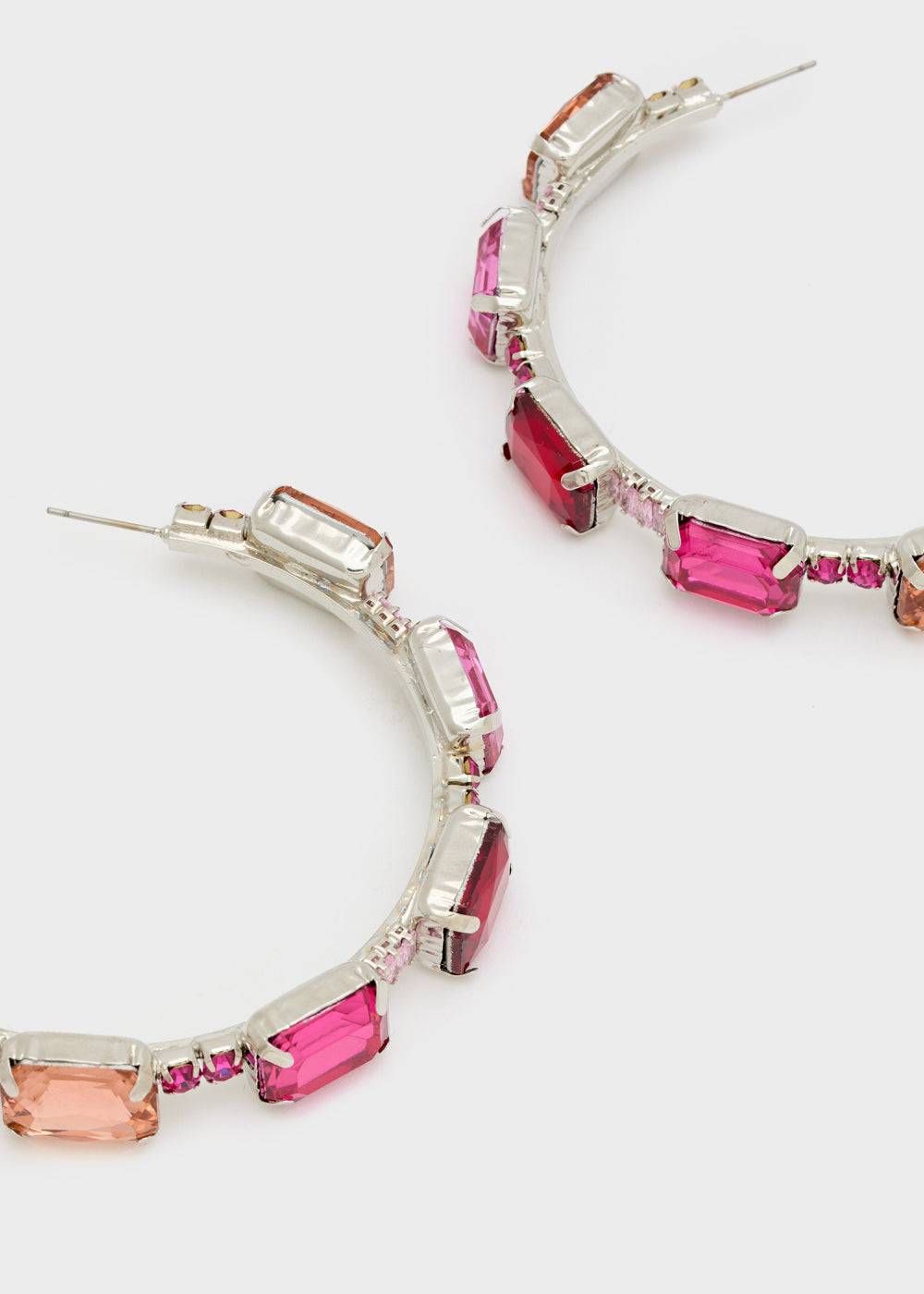 Nalí OPEN HOOP EARRINGS W/ FUCHSIA STONES Economico