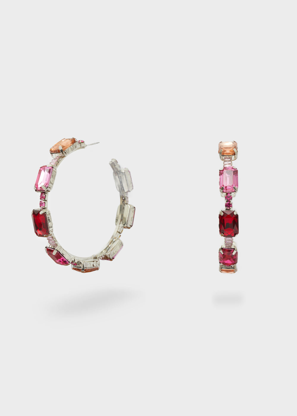 Nalí OPEN HOOP EARRINGS W/ FUCHSIA STONES Economico