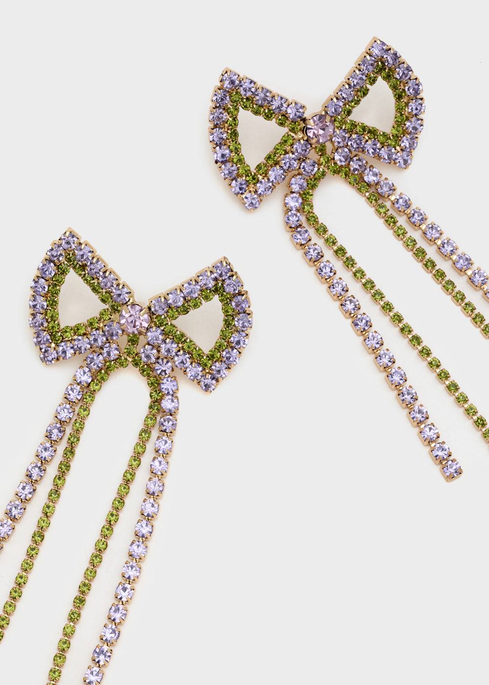 Nalí BOW EARRINGS W/ LILIAC AND GREEN STONES In Vendita