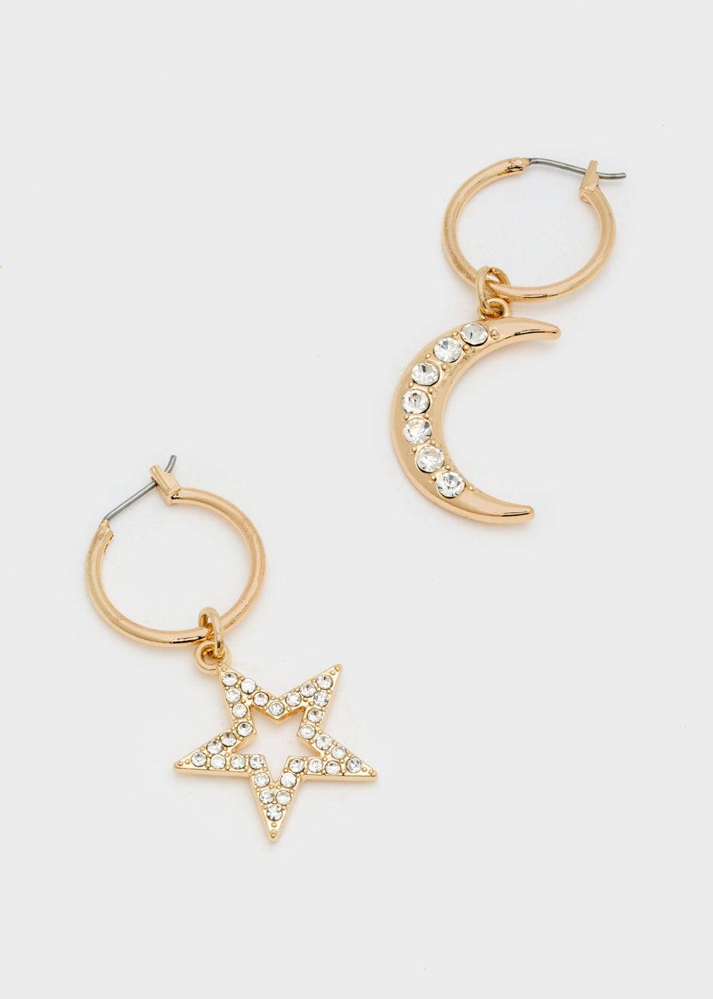 Nalí MOON+STAR GOLD HOOP EARRINGS Saldi