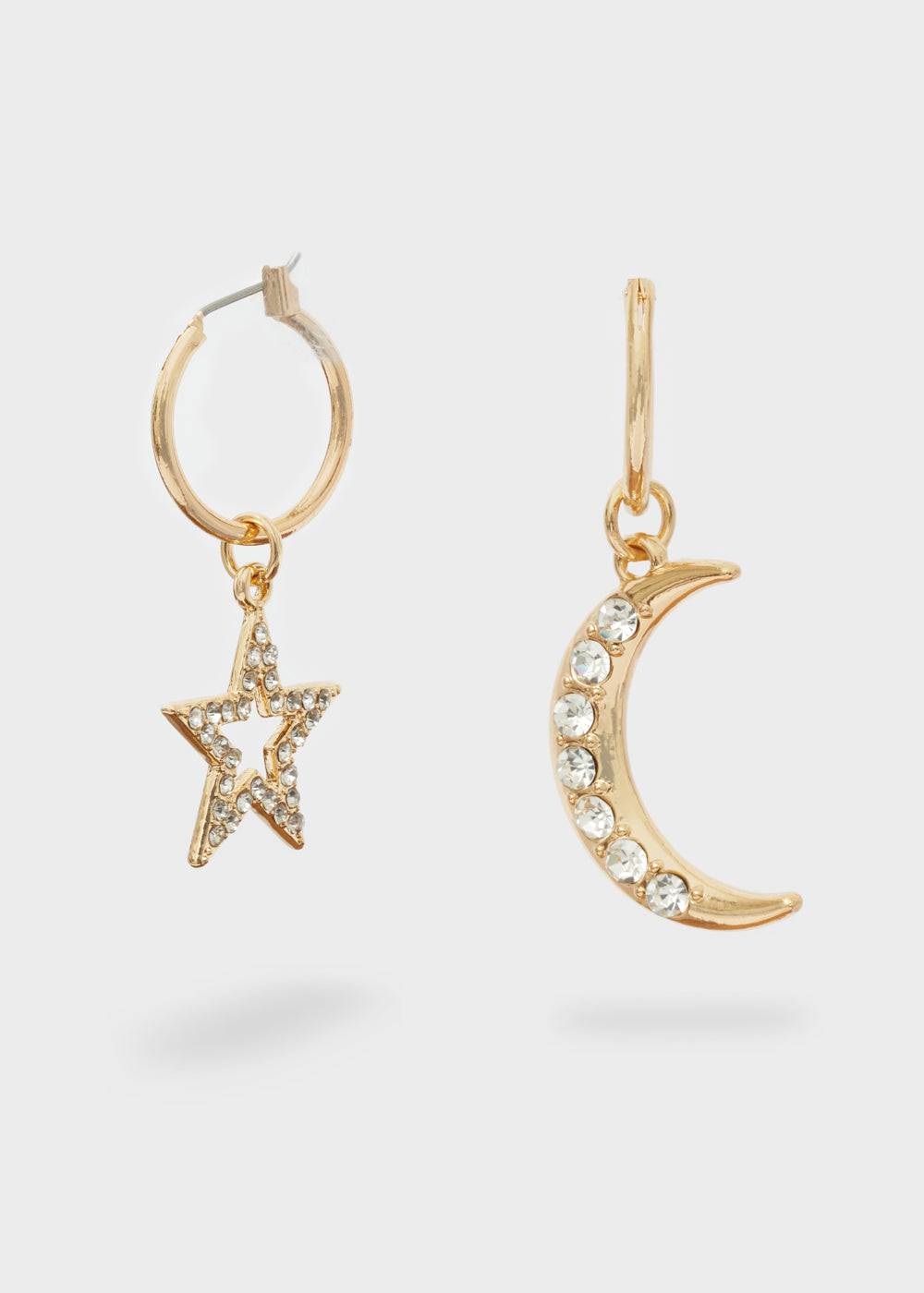 Nalí MOON+STAR GOLD HOOP EARRINGS Saldi