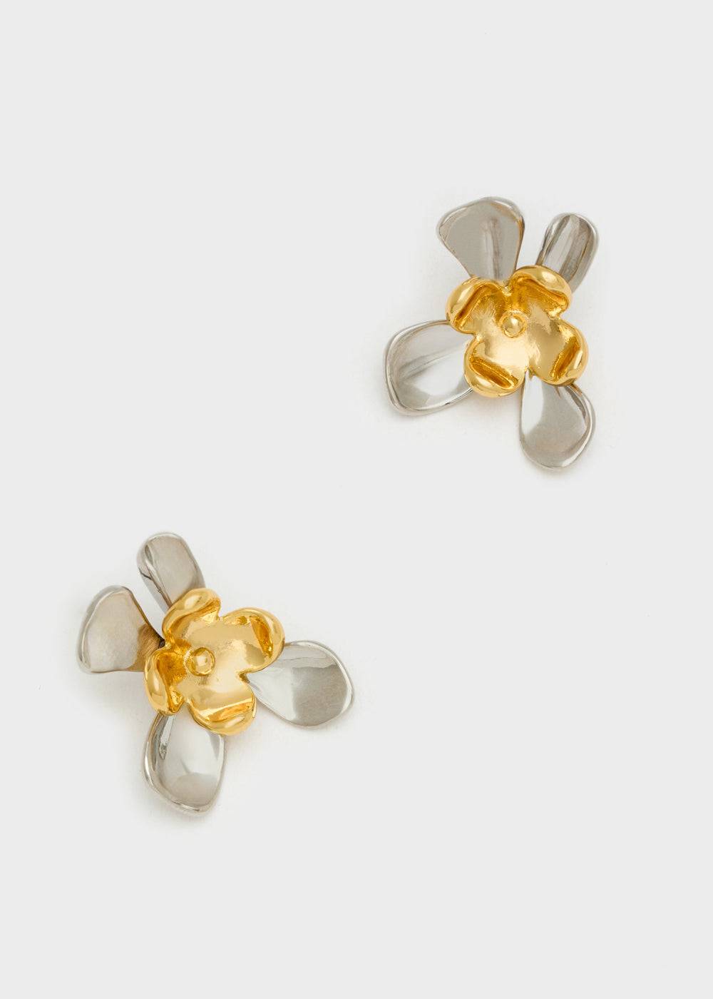 Nalí LOBE FLOWER EARRINGS GOLD+SILVER Vendita Economica