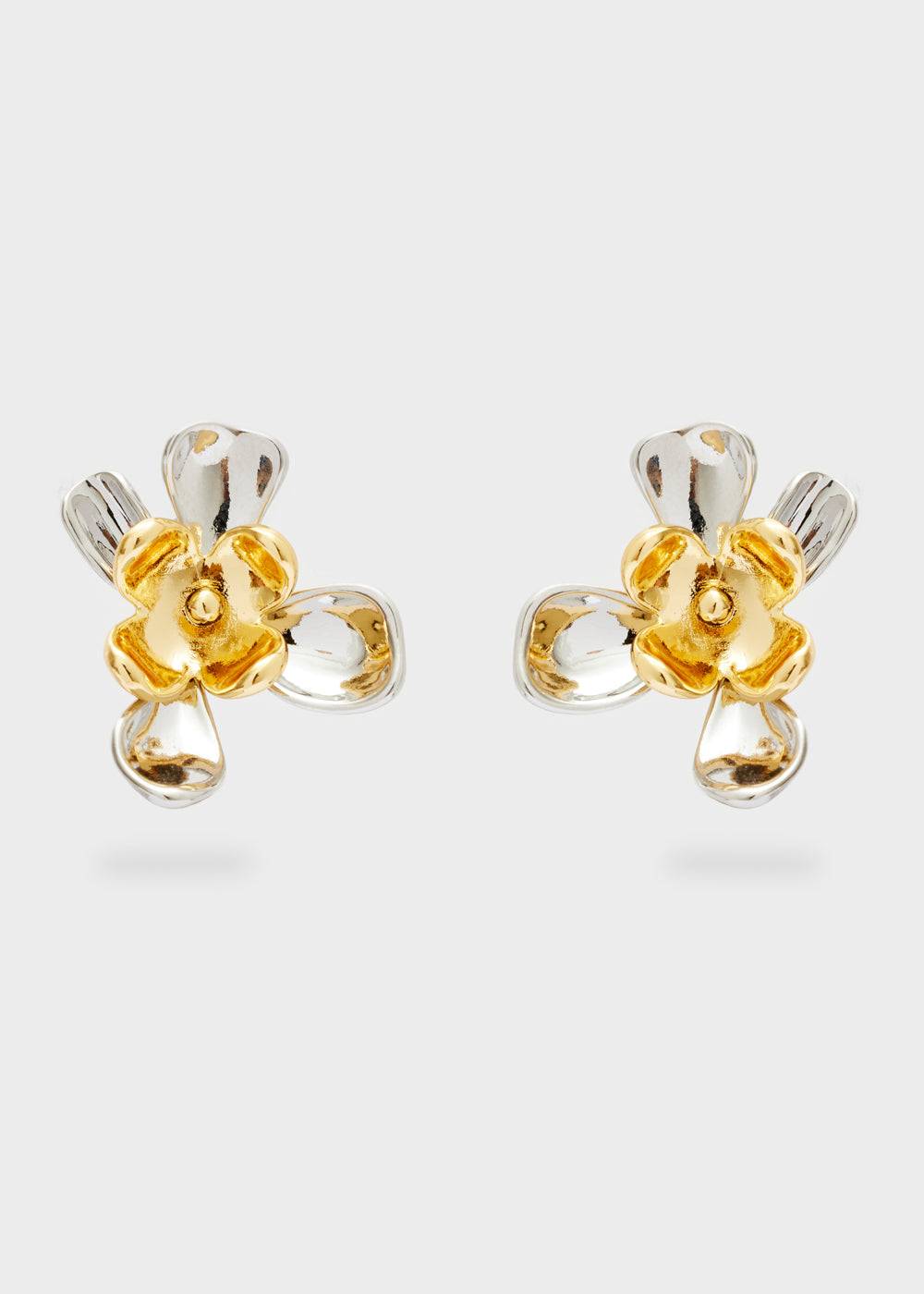 Nalí LOBE FLOWER EARRINGS GOLD+SILVER Vendita Economica