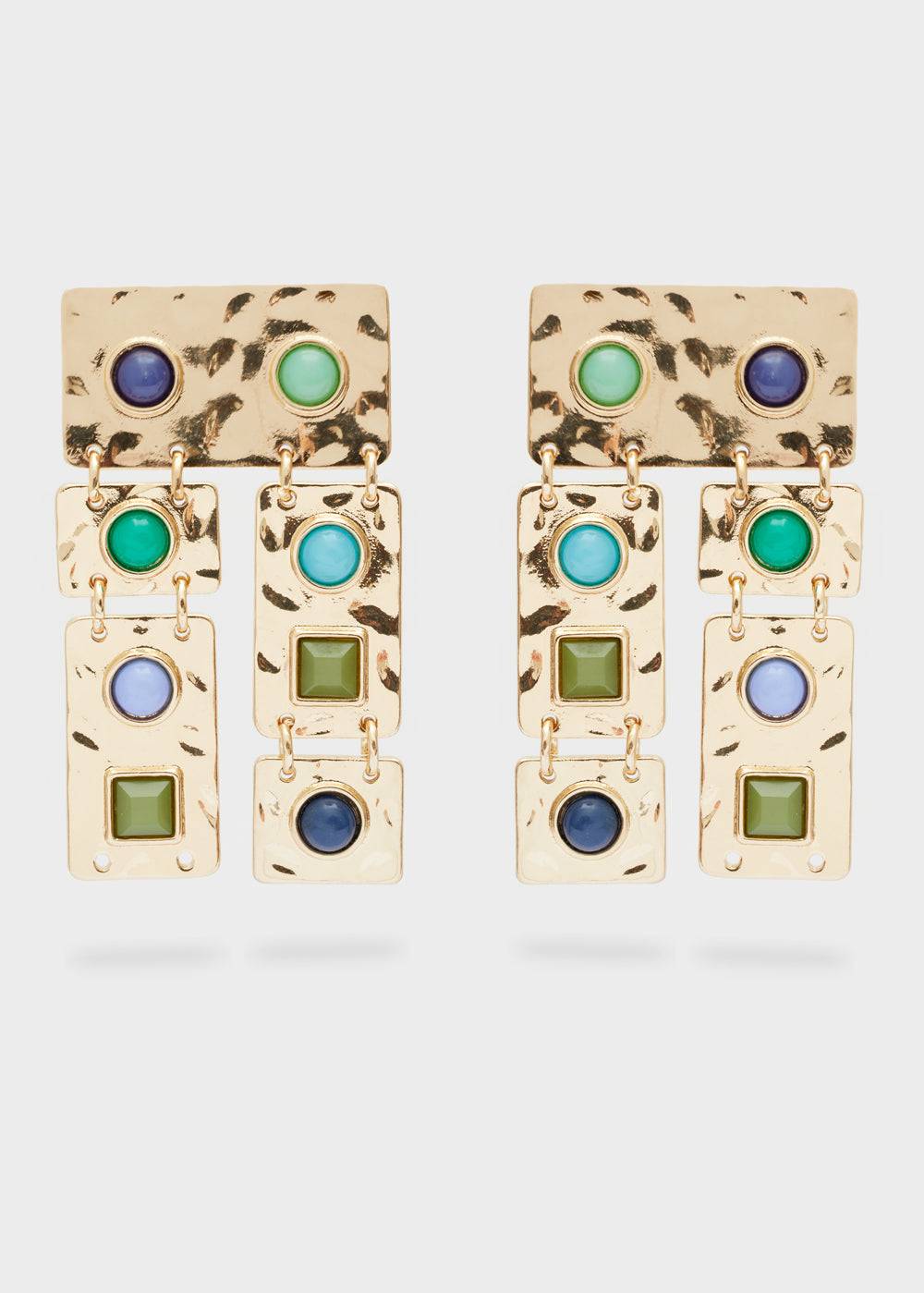 Nalí LONG EARRINGS WITH BLUE/GREEN STONES Vendite Flash