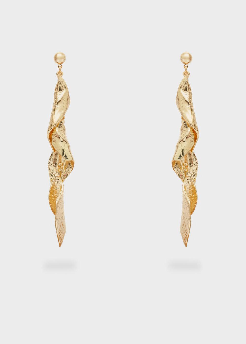 Nalí GOLD PENDANT LEAF EARRINGS Moda