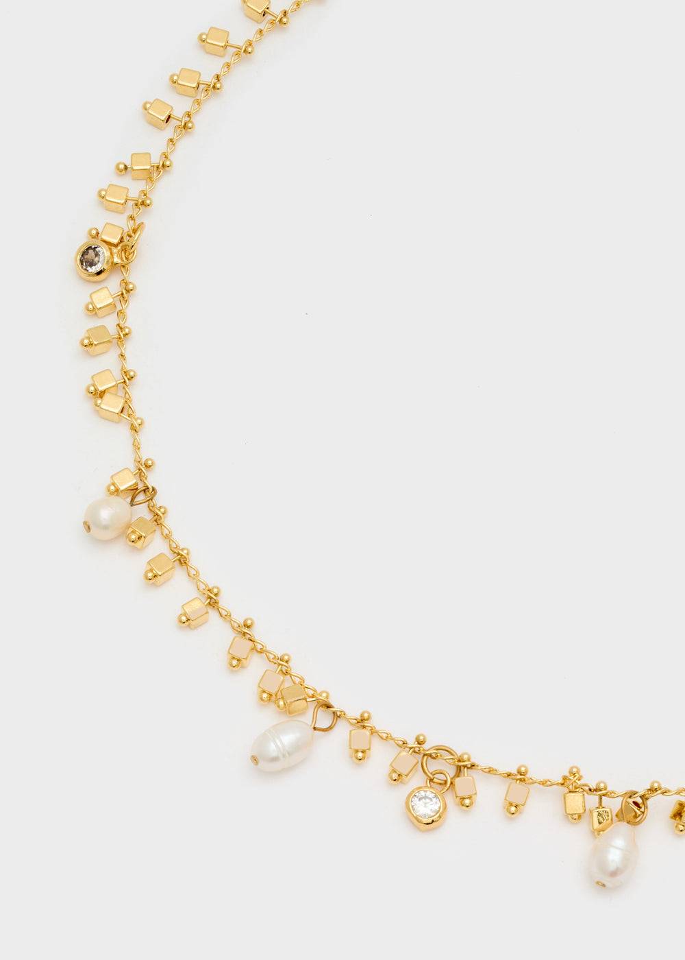 Nalí GOLD NECKLACE W/ ZIRCONS AND PEARLS Offerta speciale