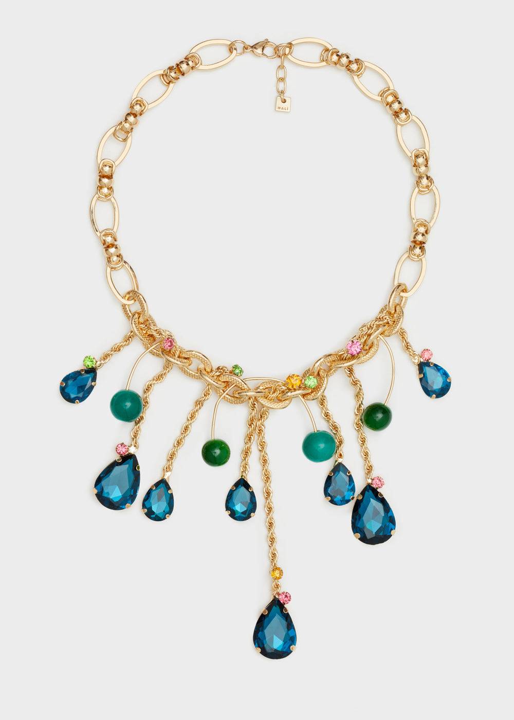 Nalí CHAIN NECKLACE W/ BLUE STONE PENDANTS Comprare a buon mercato